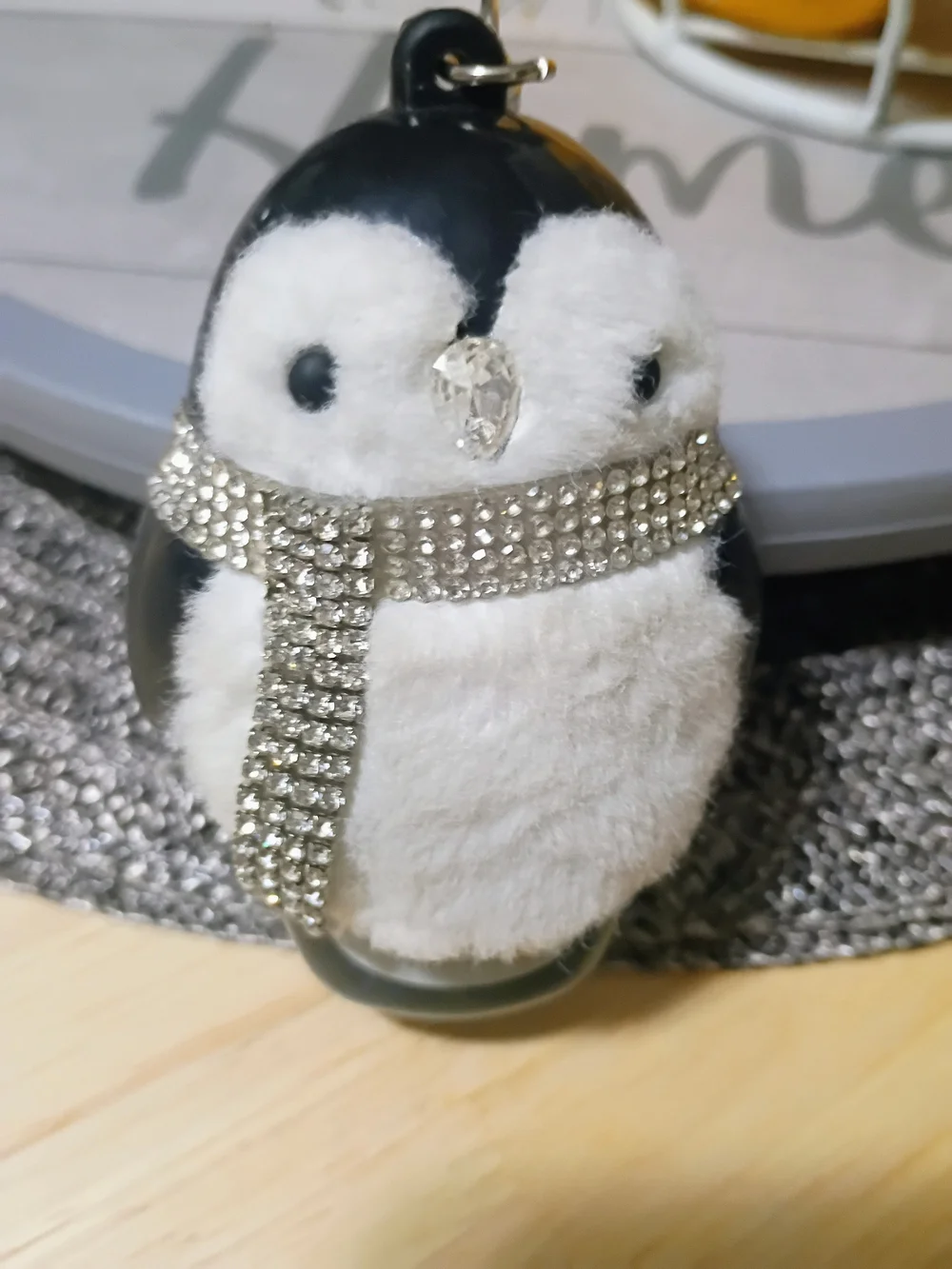 Bath & Body Works Black & White Penguin Pocket Hand Sani Holder with Rhinestones